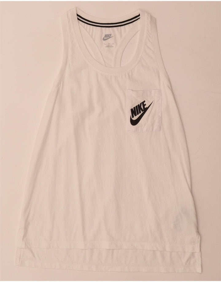 Nike Mujer Gráfico Chaleco Top UK 10 Pequeño Blanco Modal