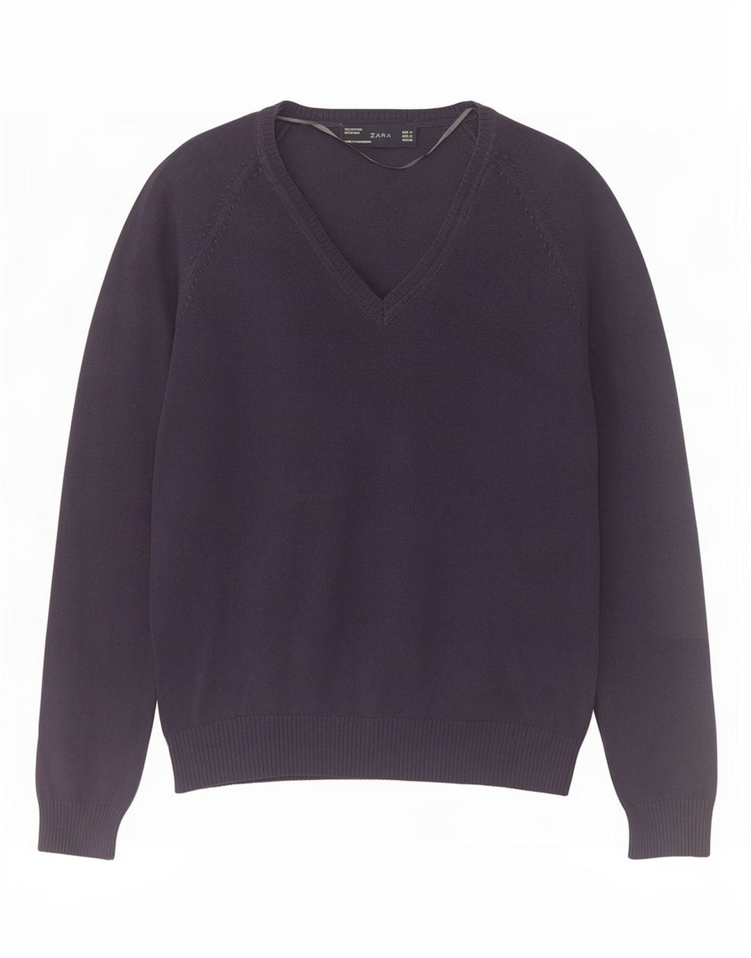 Zara - Jersey con cuello en V para mujer, talla 40, talla M, azul marino