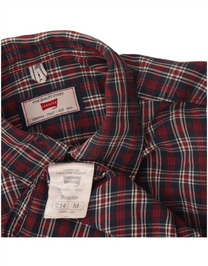 Carrera Camisa de franela de ajuste regular para hombre Algodón a cuadros rojos medianos