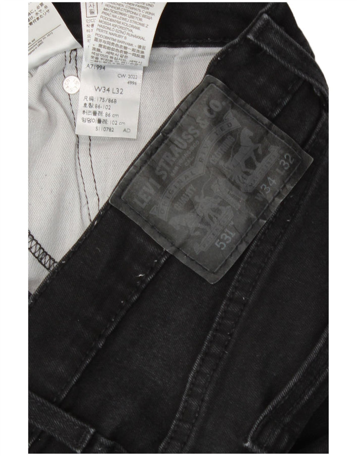 Levi's Hombre 531 Slim Jeans W34 L32 Algodón Negro