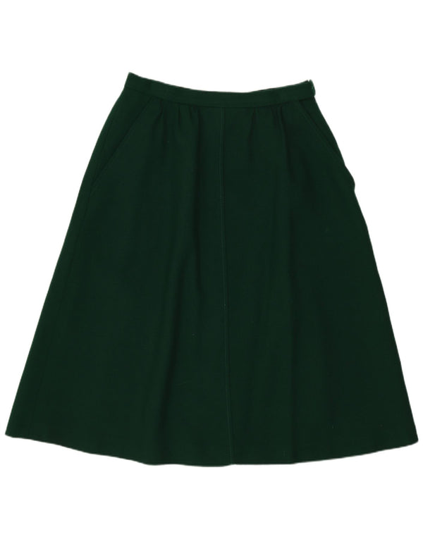 Jaeger Falda acampanada para mujer UK 14 Medium W26 Lana verde