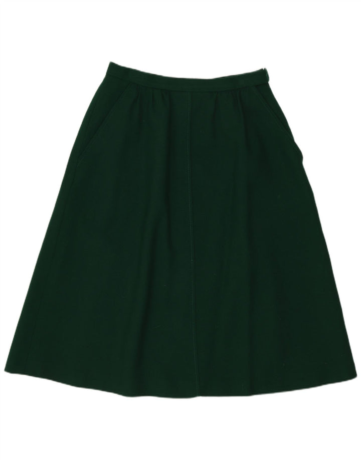 Jaeger Falda acampanada para mujer UK 14 Medium W26 Lana verde