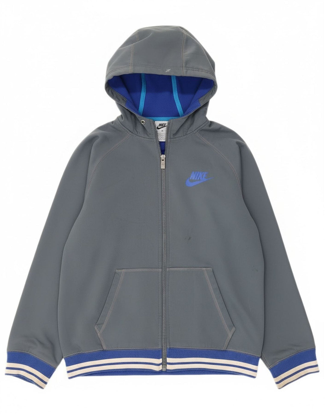 Nike - Sudadera con capucha y cremallera para mujer, talla 40, XL, poliéster gris