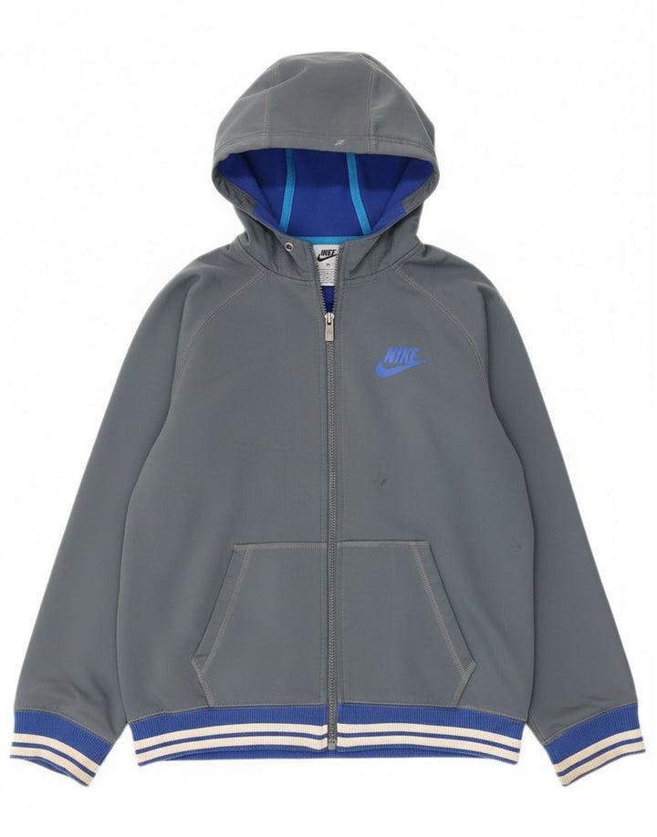 Nike - Sudadera con capucha y cremallera para mujer, talla 40, XL, poliéster gris