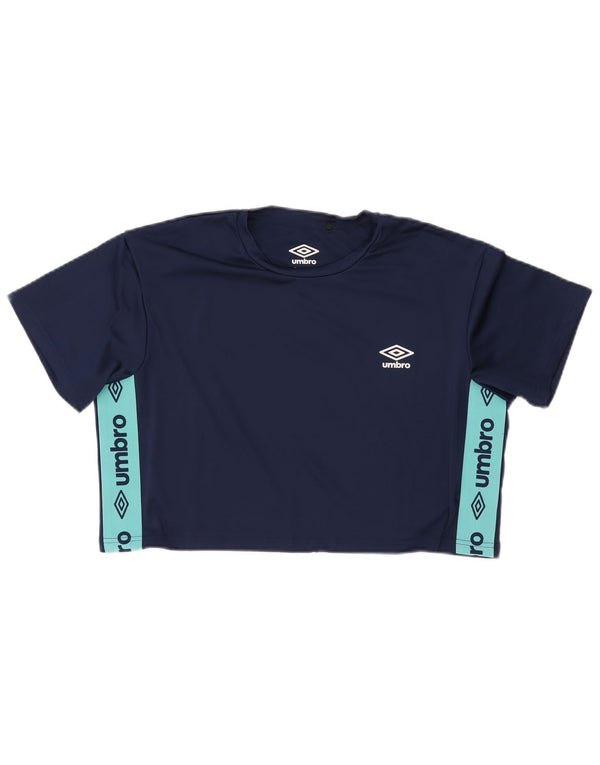 Umbro Camiseta corta con gráfico para mujer UK 40 XL Azul marino Colorblock