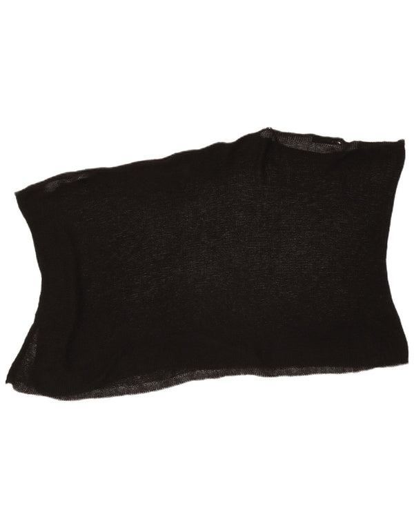 Zara Mujer Poncho Blusa Top UK 12 Medium Negro Acrílico