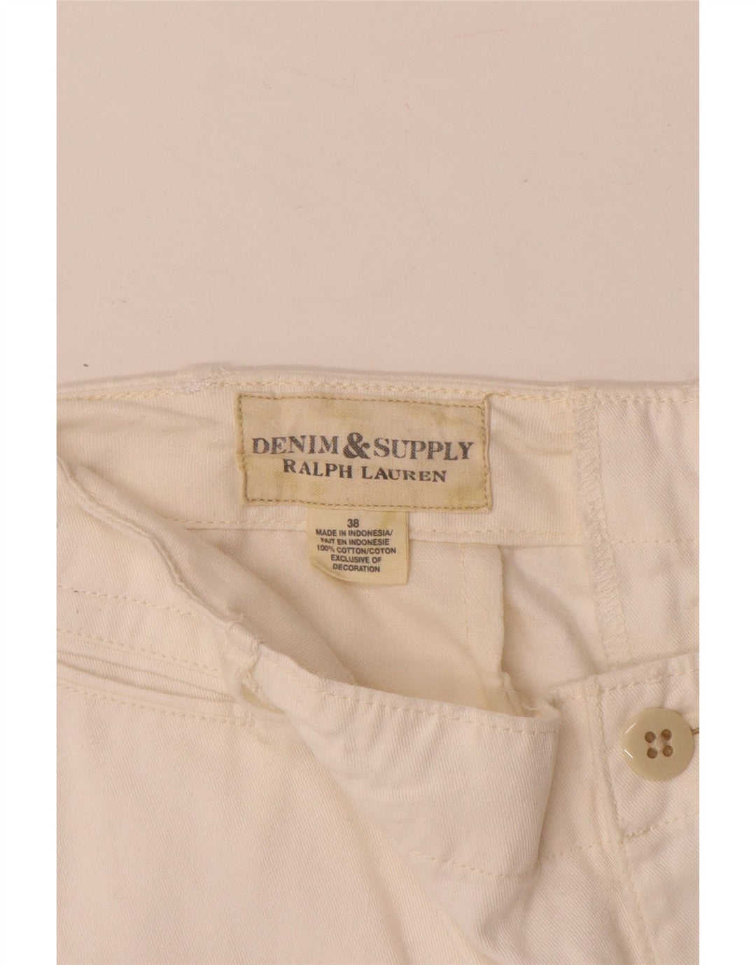 Ralph Lauren Pantalones cortos chinos para hombre W38 XL Algodón blanco roto
