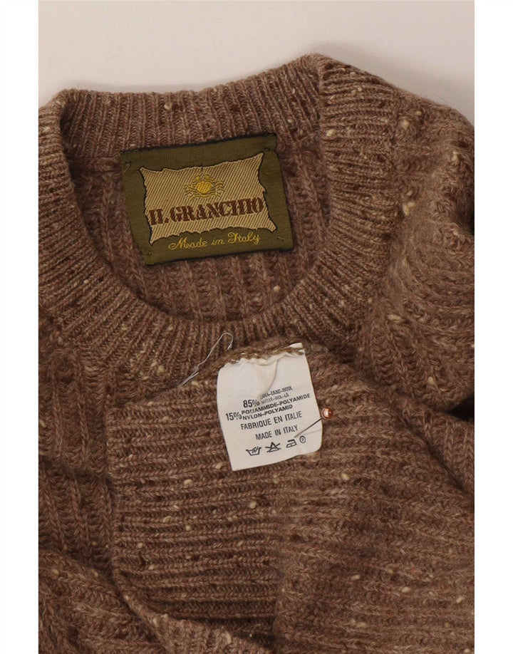 Il Granchio Jersey De Cuello Redondo Para Hombre De Lana Moteada Marrón Grande
