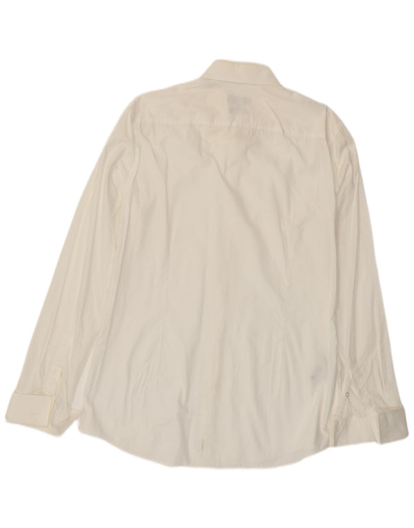 Hugo Boss Camisa formal ajustada para hombre Talla 15 3/4 40 Algodón blanco mediano