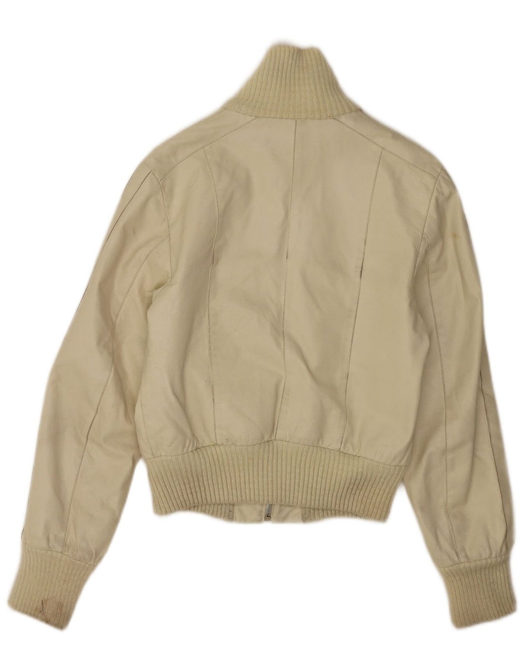 Vintage mujer crop chaqueta de cuero IT 40 pequeño cuero blanco
