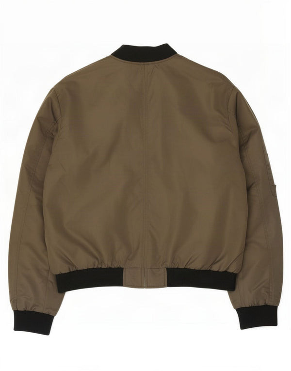 Zara Mujer Chaqueta Bomber Extragrande UK 44 Mediano Caqui Colorblock