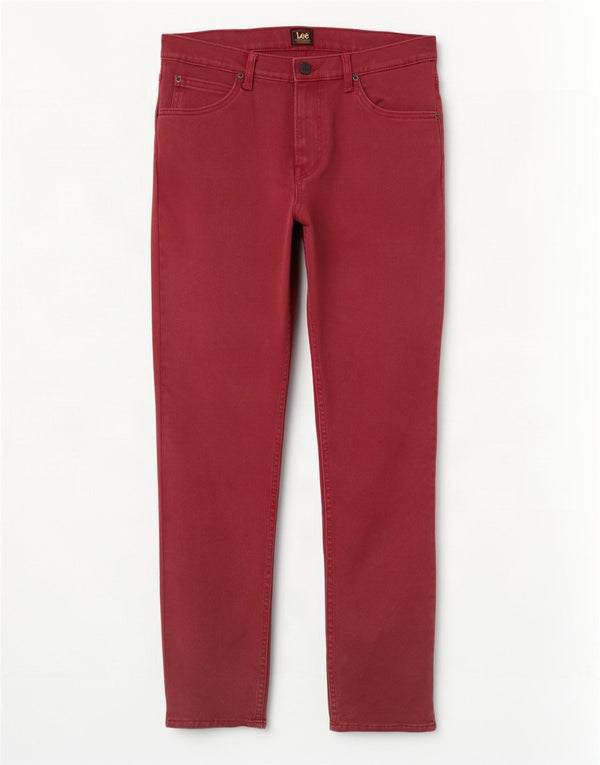 Lee Mens Rider Straight Slim Jeans W31 L32 Algodón Borgoña