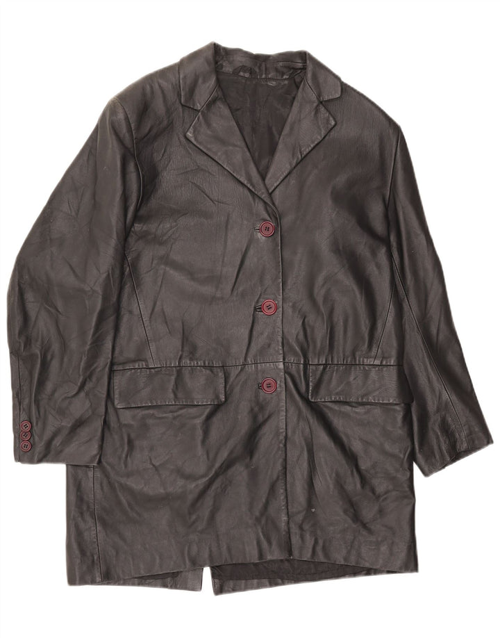 Abrigo de cuero vintage para mujer IT 42 Cuero negro medio