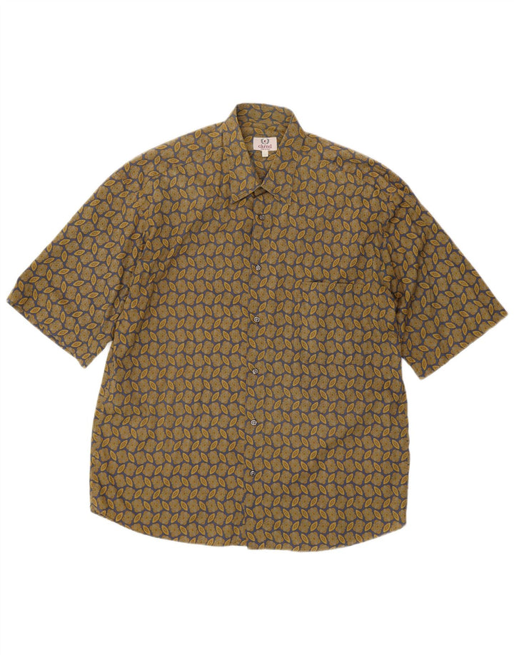 Carrel Hombre Camisa De Manga Corta De Algodón Floral Caqui Medio
