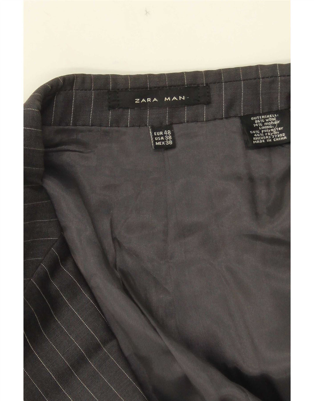 Zara Chaqueta tipo blazer de 2 botones para hombre EU 48 Lana a rayas gris medio
