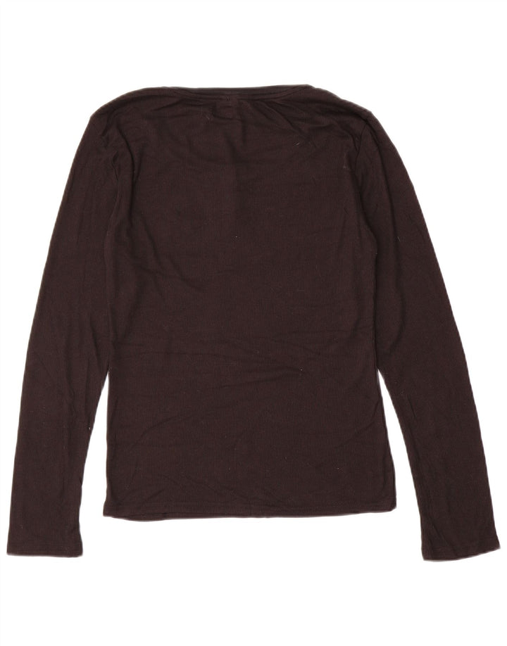 CALVIN KLEIN Top de mujer de manga larga UK 10 Small Brown