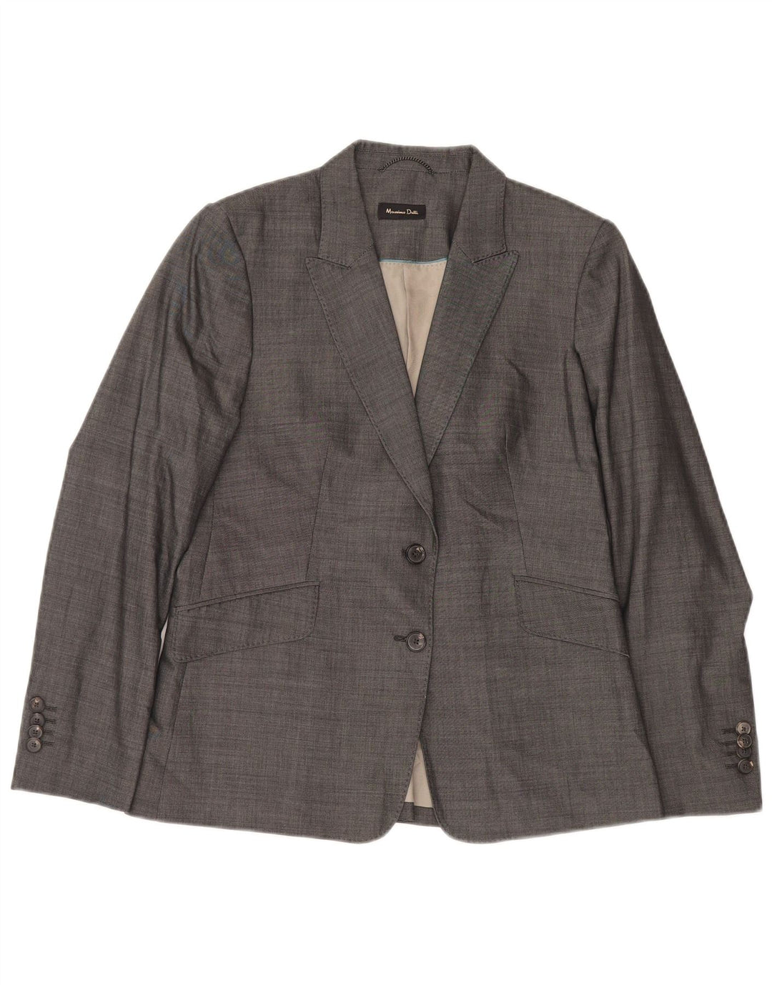 Massimo Dutti Chaqueta Blazer De 2 Botones Mujer EU 42 Grande Gris Algodón