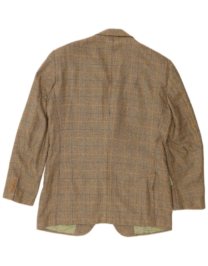 Abla Chaqueta tipo blazer de 2 botones para hombre IT 50 Large Lana de pata de gallo verde