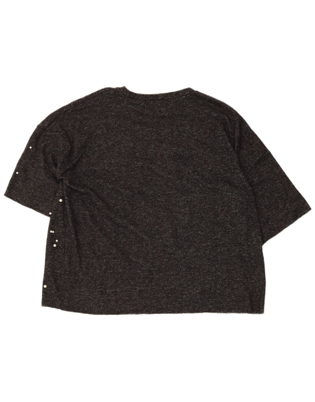 Zara Mujer Camiseta Extragrande Top UK 10 Small Gris Poliéster