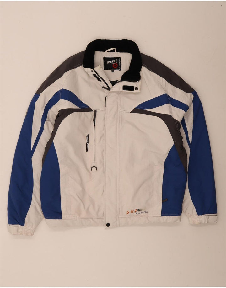 MC Kee's Chaqueta de esquí para hombre UK 42 XL Nylon color block blanco