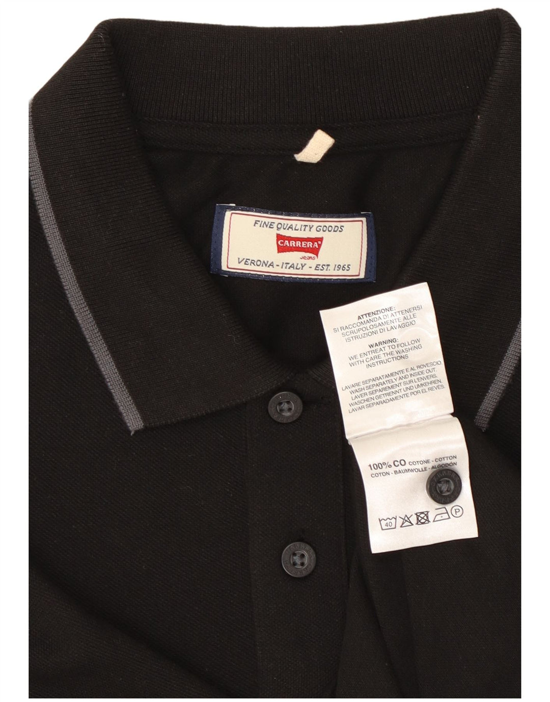 Carrera Polo Regular Hombre XL Algodón Negro