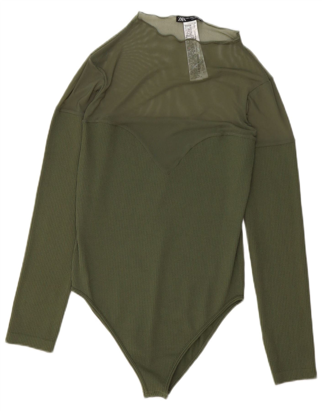 ZARA Body Manga Larga Mujer ES 44 Verde Medio Poliéster