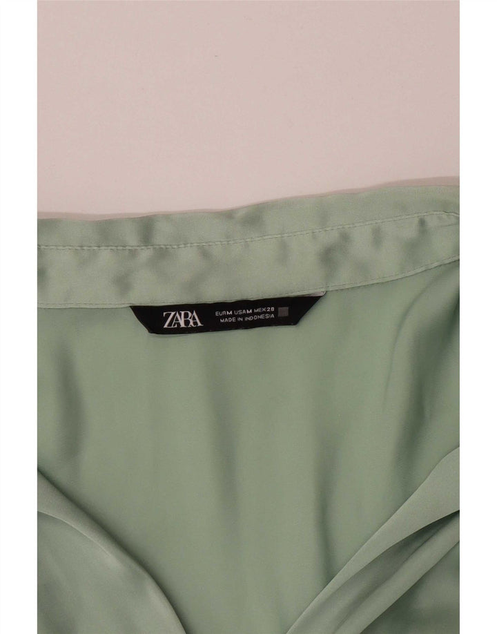 Zara Mujer Blusa Camisa UK 44 Verde Medio