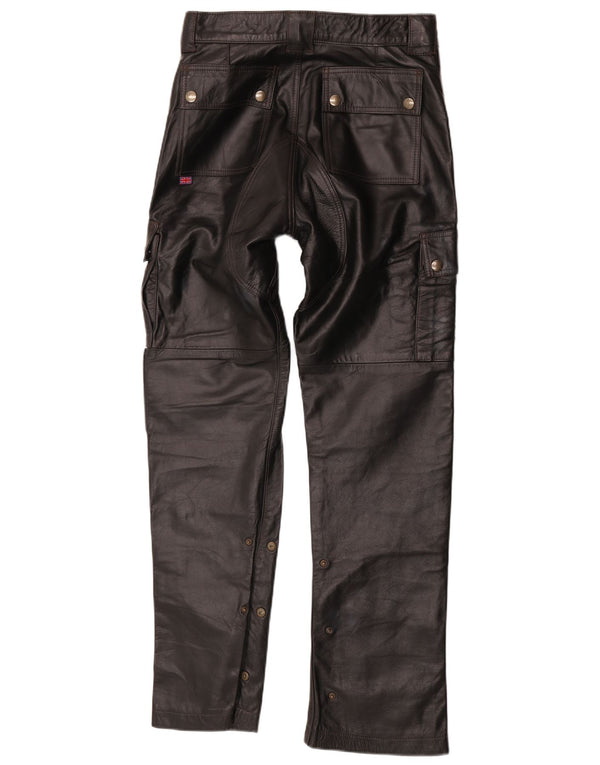 Belstaff Pantalones cargo de cuero para hombre Small W30 L29 Biker de cuero negro