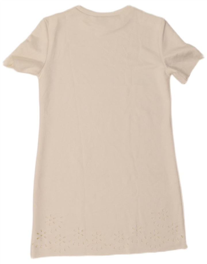 ZARA Vestido recto para mujer UK 10 Small Blanco Floral