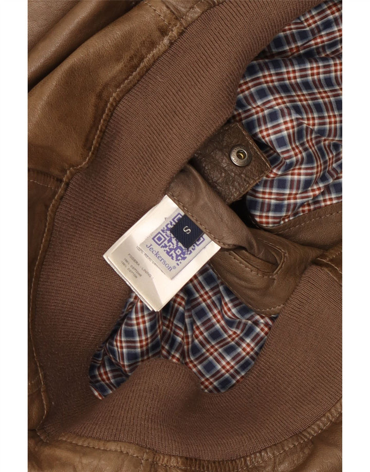 Jeckerson Chaqueta Bomber de Cuero para Hombre UK 36 Small Brown Leather