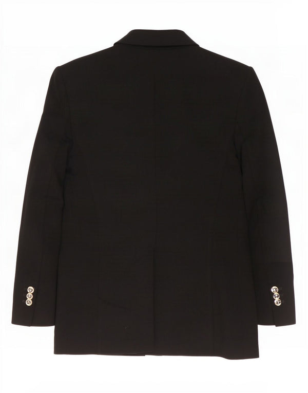 Zara Mujer Chaqueta Blazer De Doble Botonadura UK 10 Small Poliéster Negro