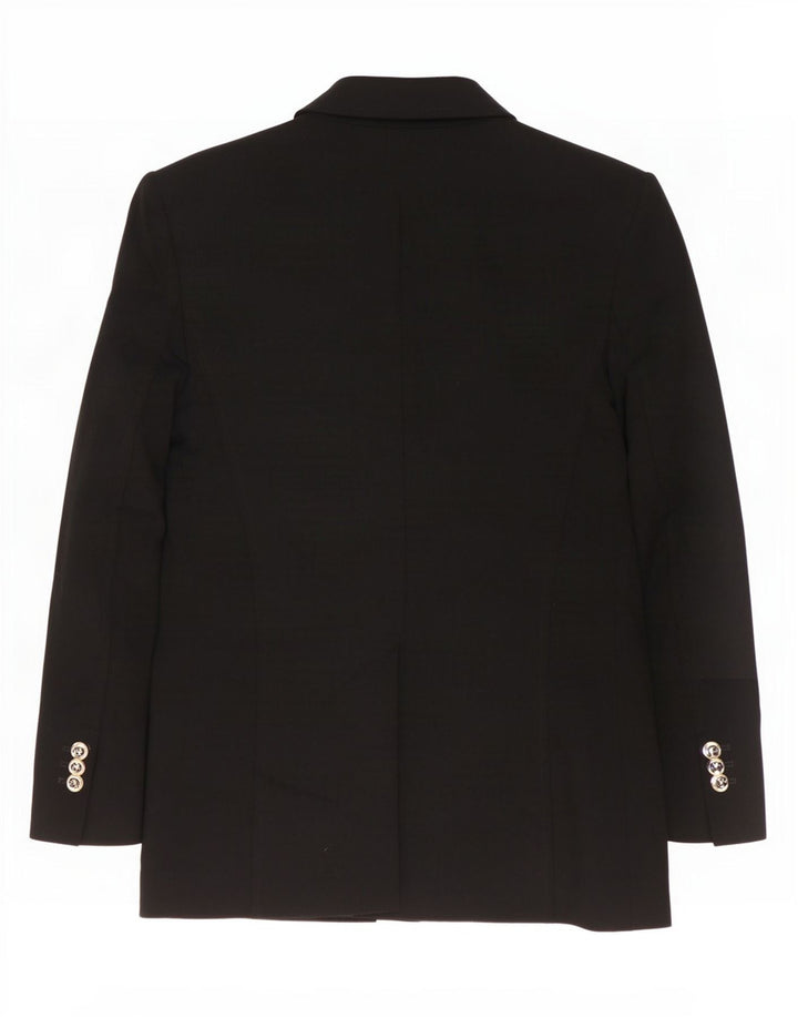 Zara Mujer Chaqueta Blazer De Doble Botonadura UK 10 Small Poliéster Negro