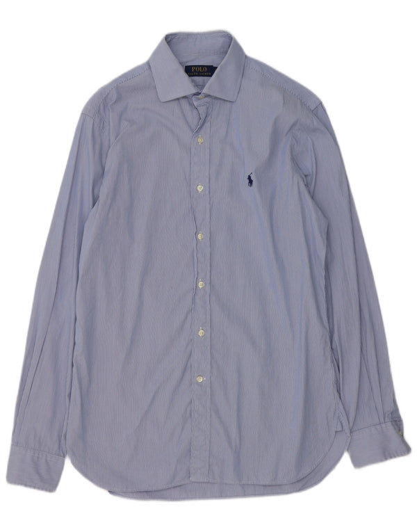 Polo Ralph Lauren Camisa para hombre Talla 39 15 1/2 Algodón a rayas azul medio