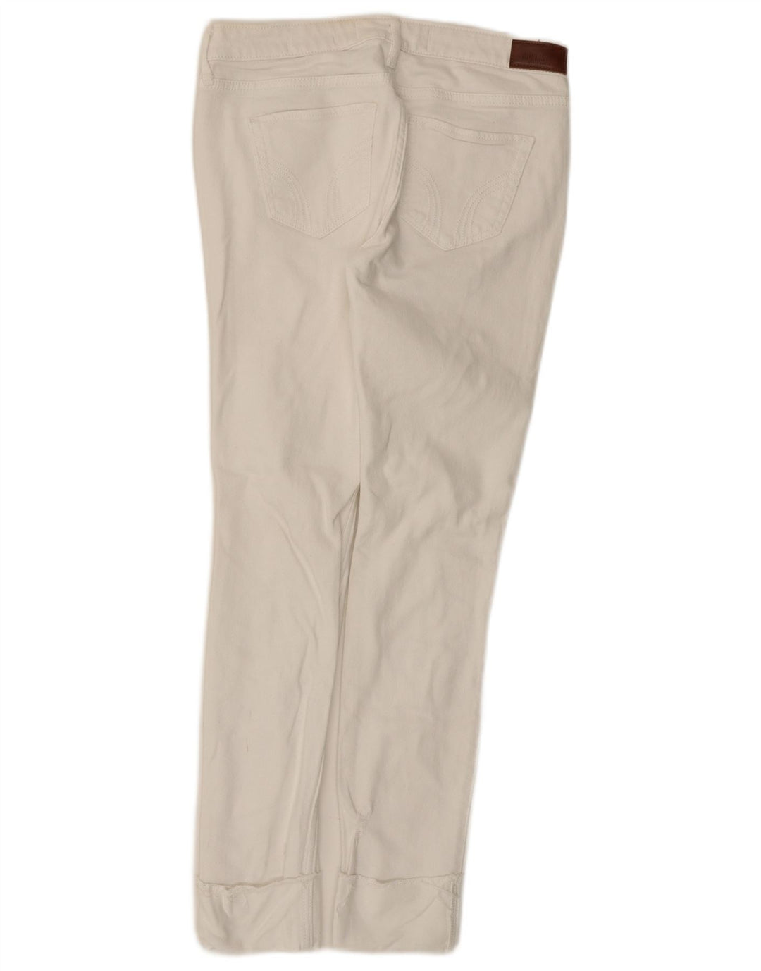 HOLLISTER Vaqueros pitillo desgastados de cintura baja para mujer W26 L28 Algodón blanco