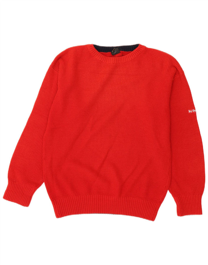 Ivy Oxford - Jersey de cuello redondo para hombre, lana roja mediana