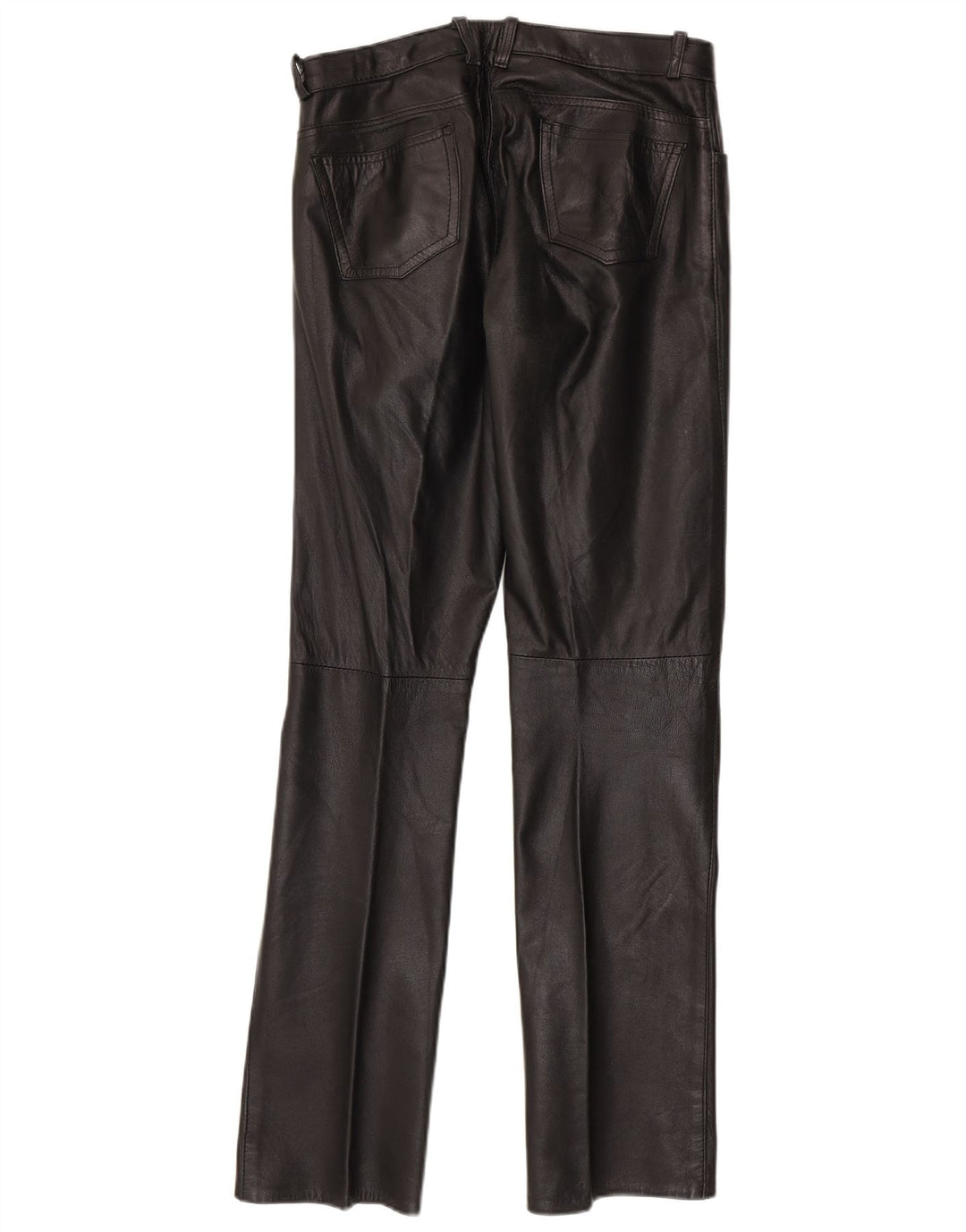 Barone Mujer Pantalones Rectos De Cuero W30 L33 Negro