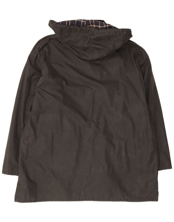 MC Orvis Chaqueta de algodón encerado con capucha y ajuste holgado para hombre UK 40 Large Black