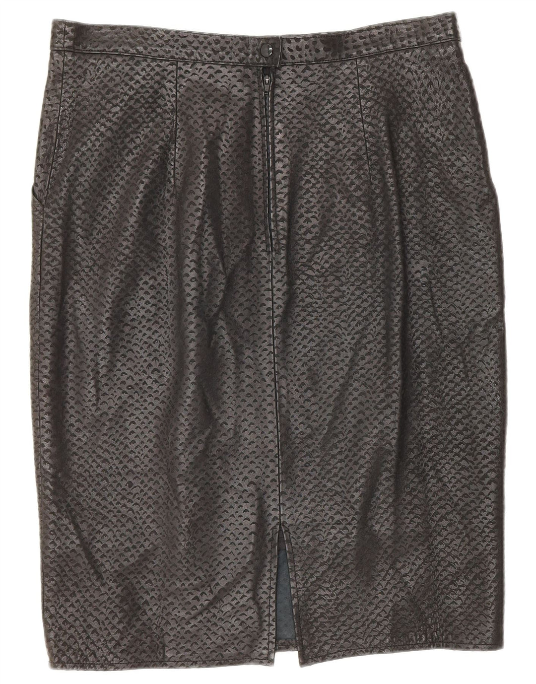 Falda de cuero vintage para mujer W34 grande negra manchada