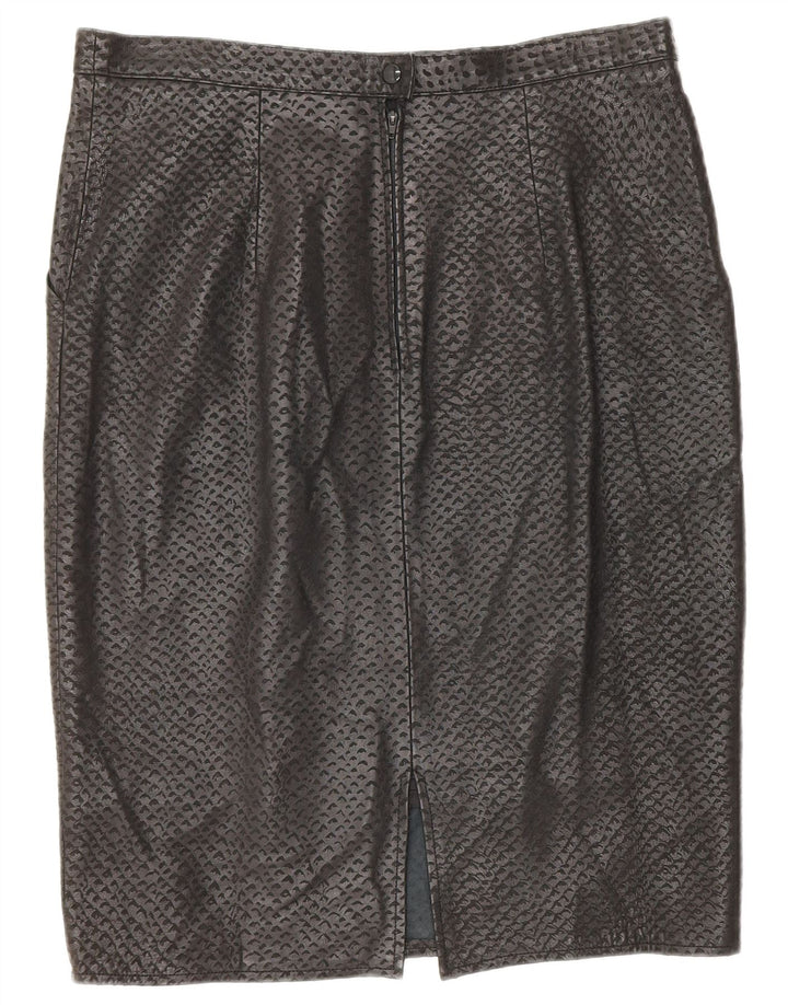 Falda de cuero vintage para mujer W34 grande negra manchada