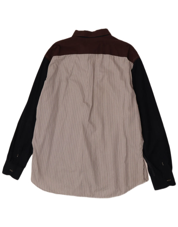 Camisa Harmont & Blaine de corte regular para hombre, talla 4XL, algodón color block en blanco roto