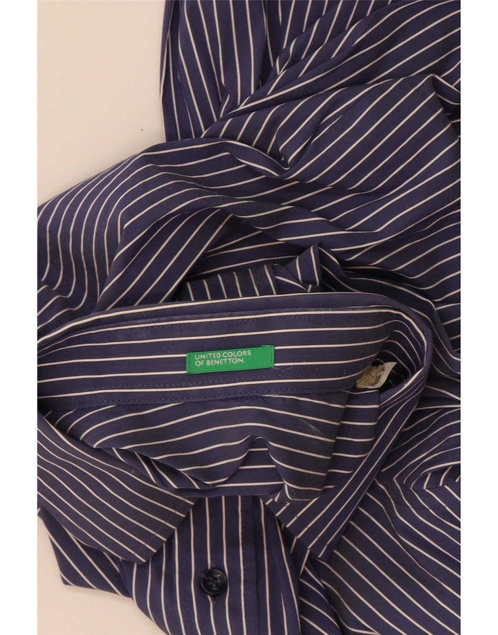 Camisa Benetton Hombre Mediana Azul Marino Raya diplomática