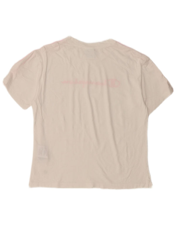 Champion Camiseta Corta Gráfica para Mujer UK 10 Small Blanco Colorblock