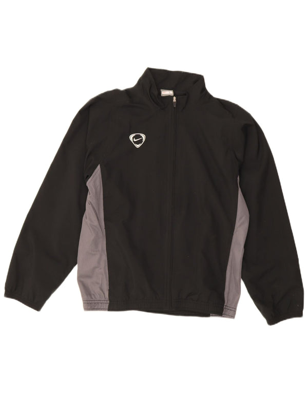 Nike Boys Tracksuit Top Jacket 12-13 Years Large Black Colourblock