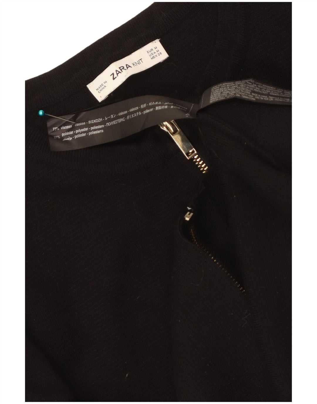Zara - Cárdigan corto para mujer, talla 40, viscosa negra mediana