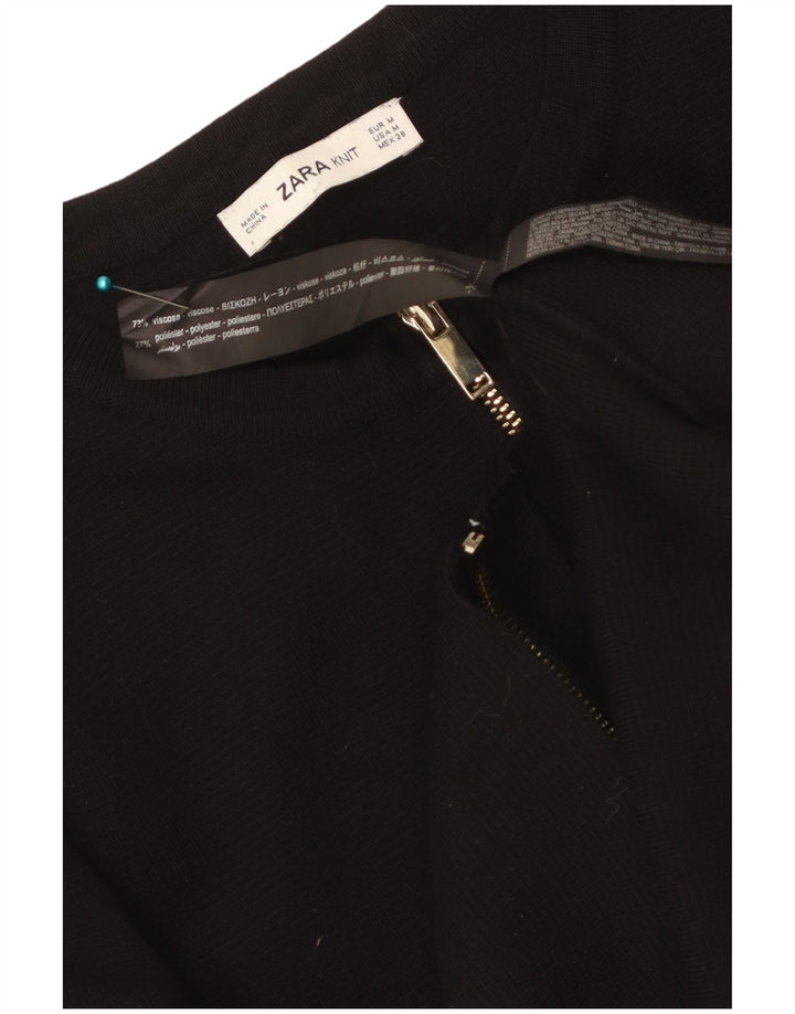 Zara - Cárdigan corto para mujer, talla 40, viscosa negra mediana