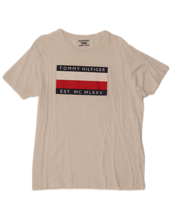 TOMMY HILFIGER Camiseta gráfica para mujer UK 40 XL Blanco