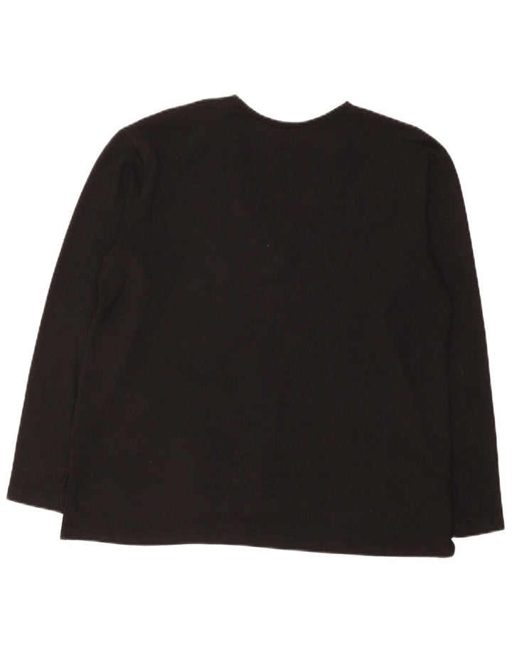 Zara Mujer Top Manga Larga UK 44 Medio Poliéster Manchado Negro