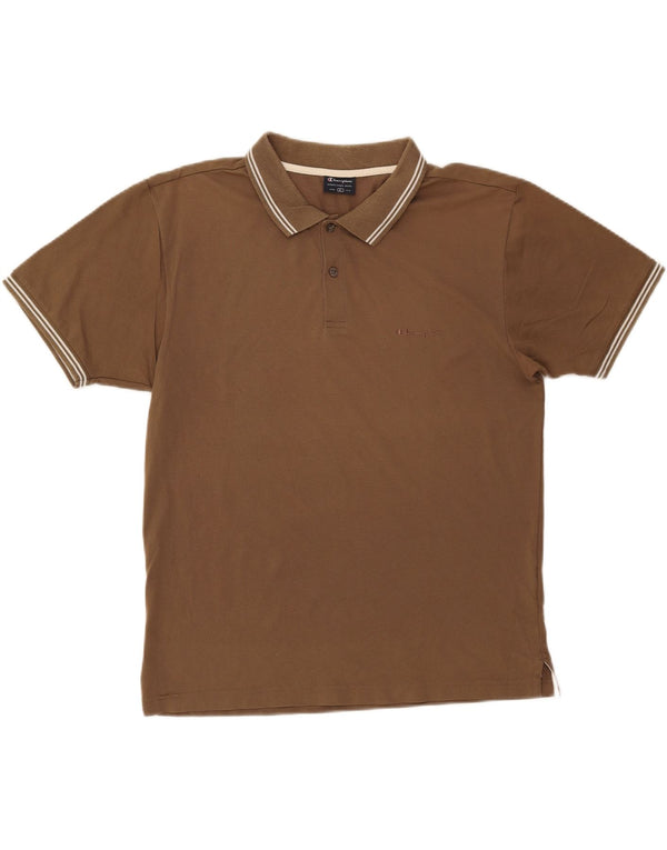 CHAMPION Polo para hombre grande de algodón marrón