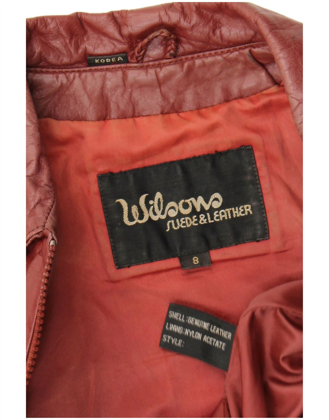 Wilsons Chaqueta de cuero corta para mujer UK 8 Small Cuero burdeos