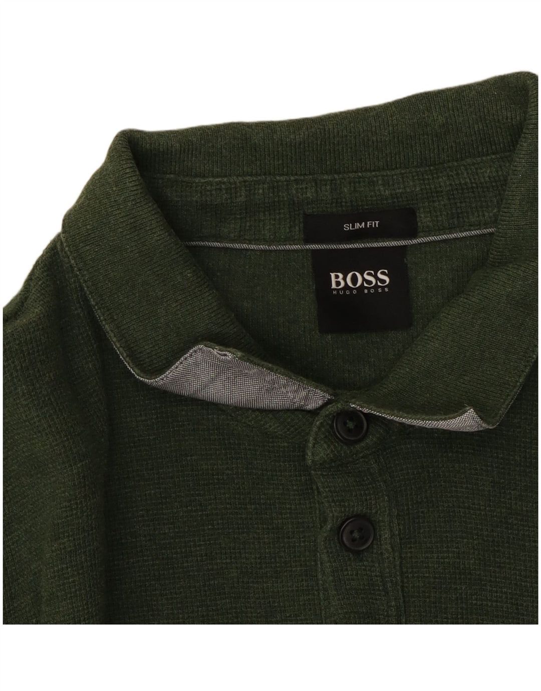 Hugo Boss Polo de manga larga para hombre verde grande